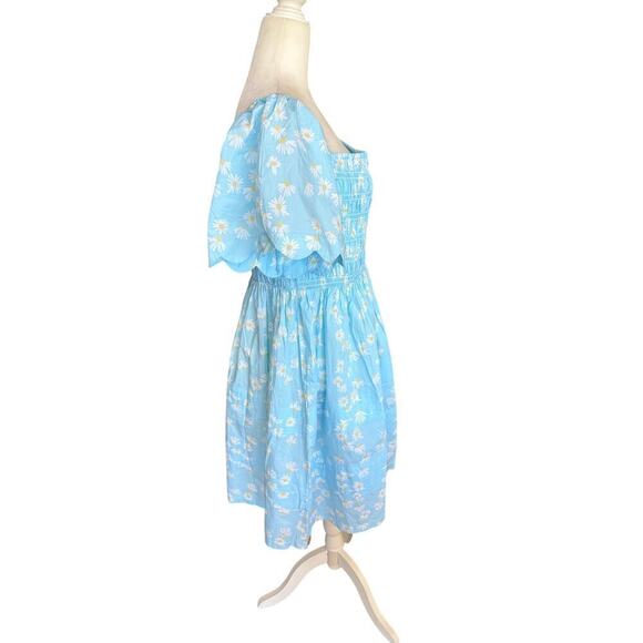 Simply southern NWT sz L puff sleeve, smock chest blue floral dress, cotton - Picture 5 of 11